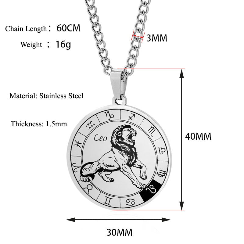 Horoscope Round Pendant Necklace