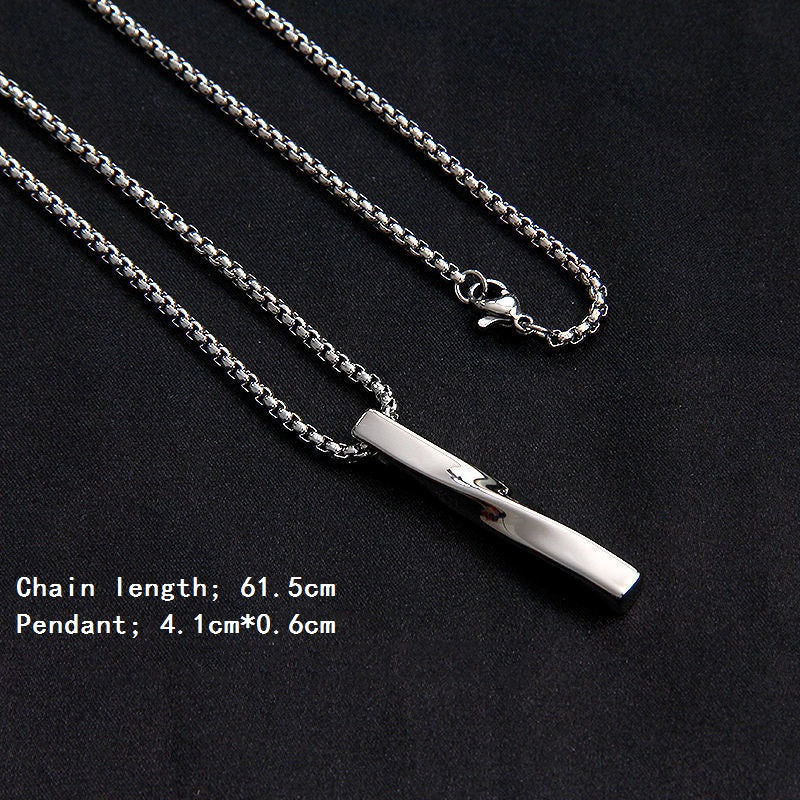 Stainless Steel Twisted Bar Necklace