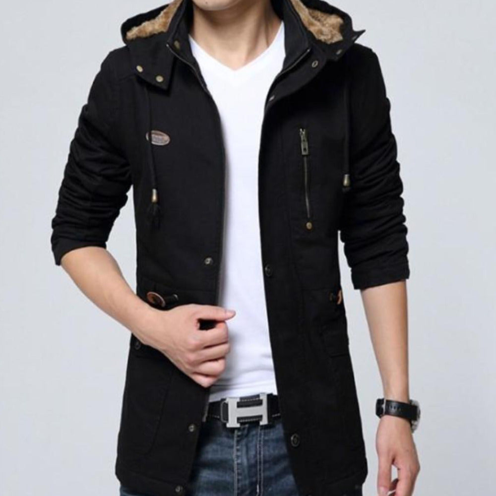Mens Trench Coat with Removable Hood and Warm Lining – Amtify