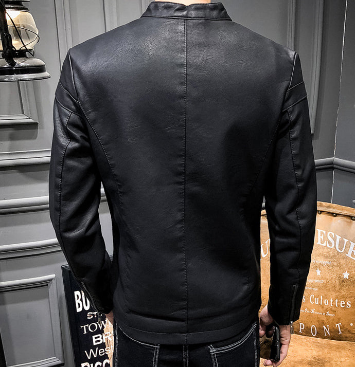 mens black faux leather vegan friendly jacket - AmtifyDirect