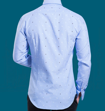 Mens Blue Shirt with Dolphin Print - AmtifyDirect
