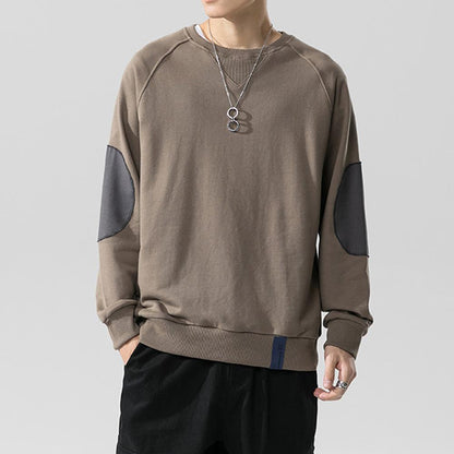 Mens Sweatshirt with Contrasting Elbow Patch