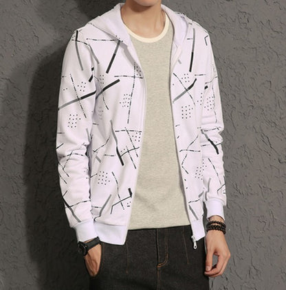 Mens White Polyester/Cotton Blend Graphic Hoodie - AmtifyDirect