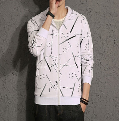 Mens White Polyestest/Cotton Blend Graphic Hoodie - AmtifyDirect