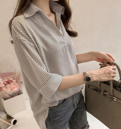 Womens Loose Fit V Neck Blouse