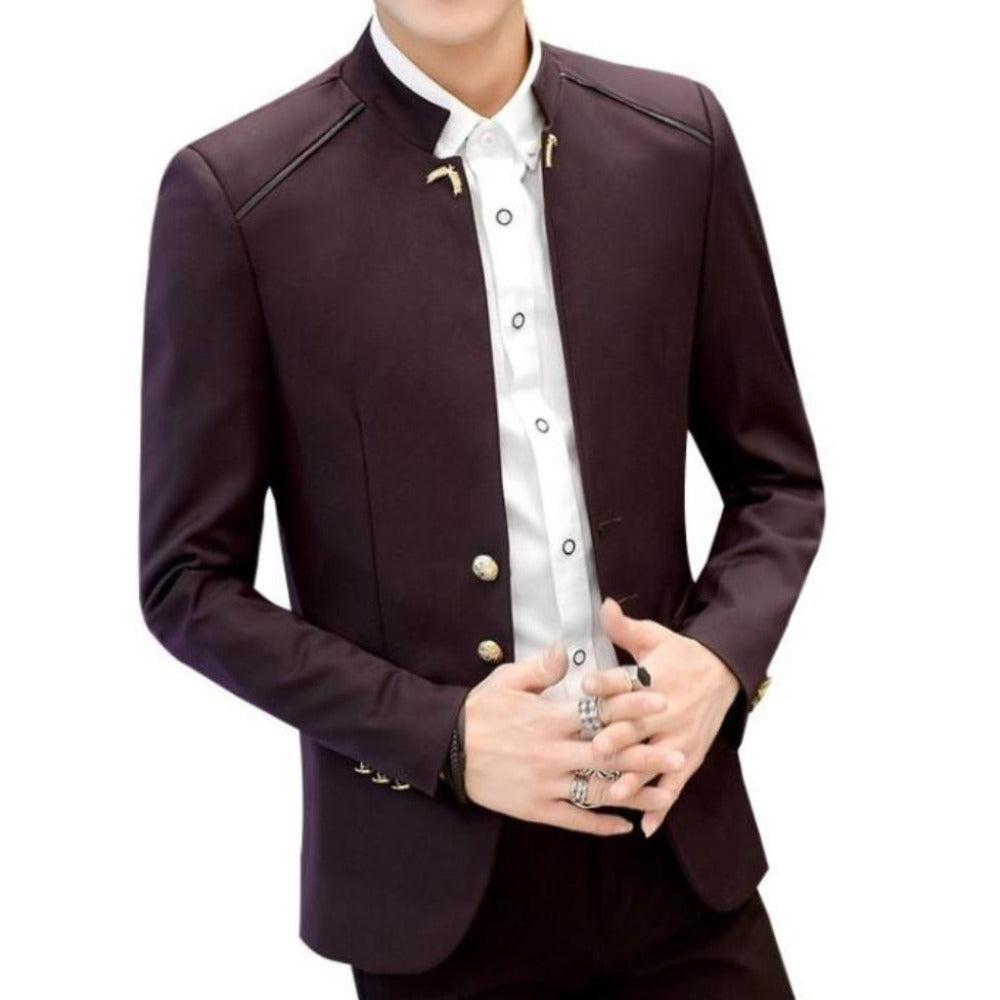 Mens Stand Collar Slim Fit Blazer