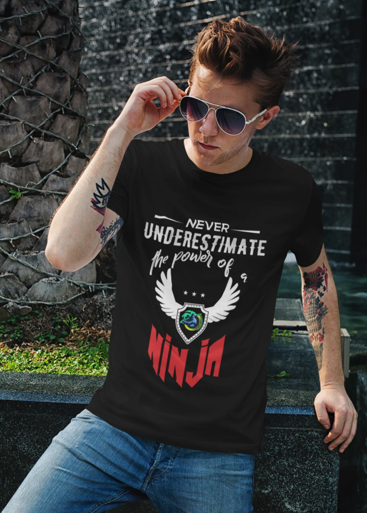 mens black cotton ninja short sleeve ninja t-shirt - AmtifyDirect