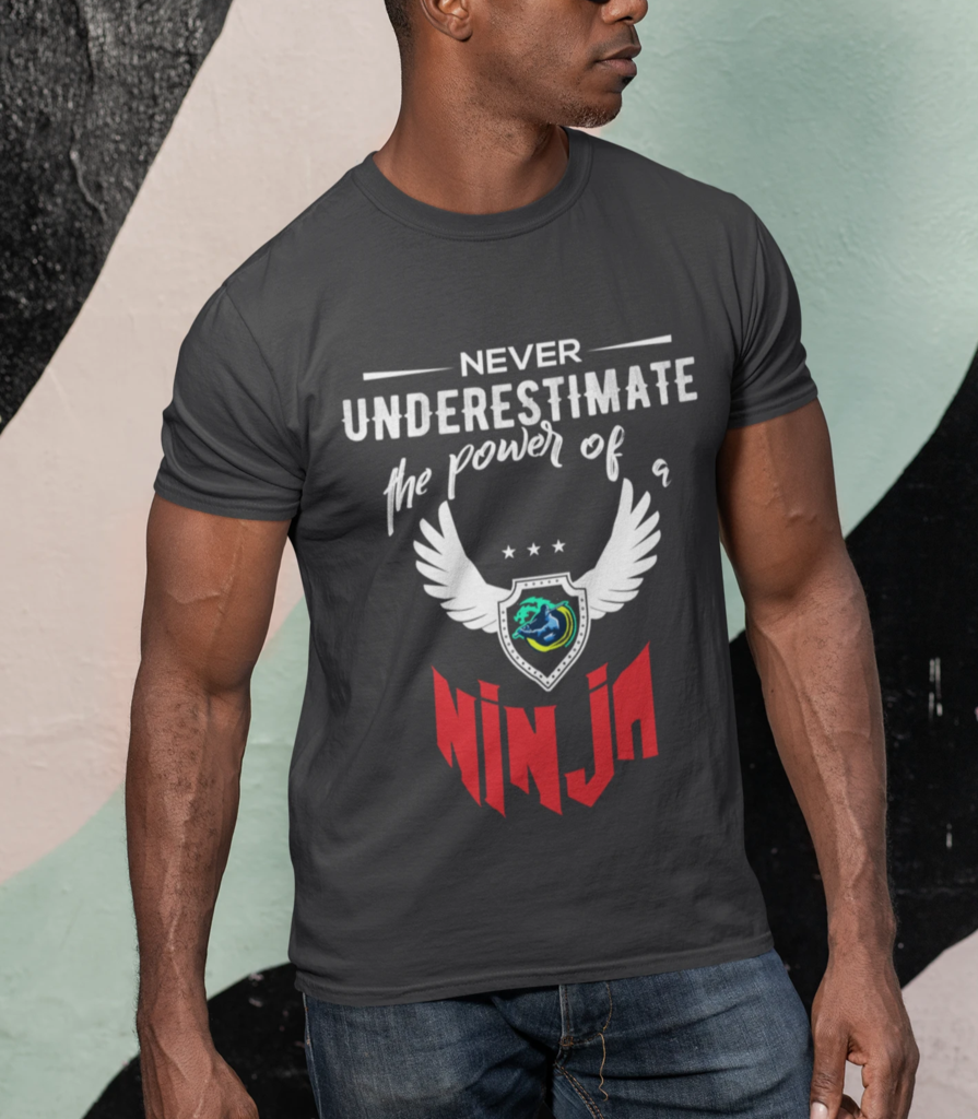 mens gray cotton ninja short sleeve ninja t-shirt - AmtifyDirect