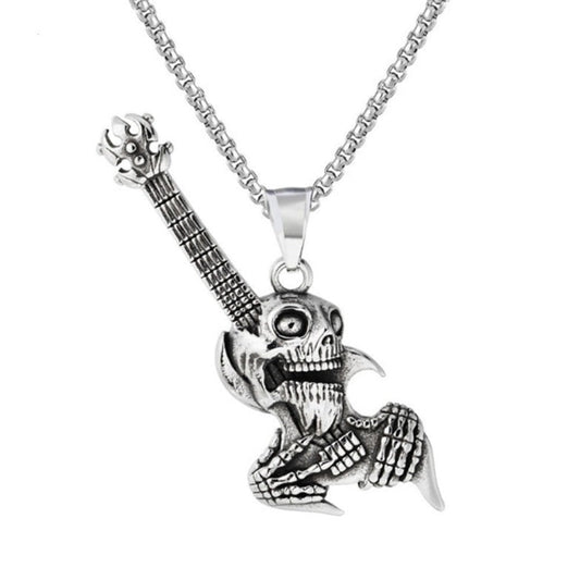 Gothic Skull Guitar Necklace