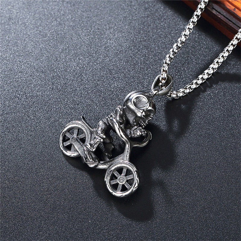 Skeleton on a Bike Necklace