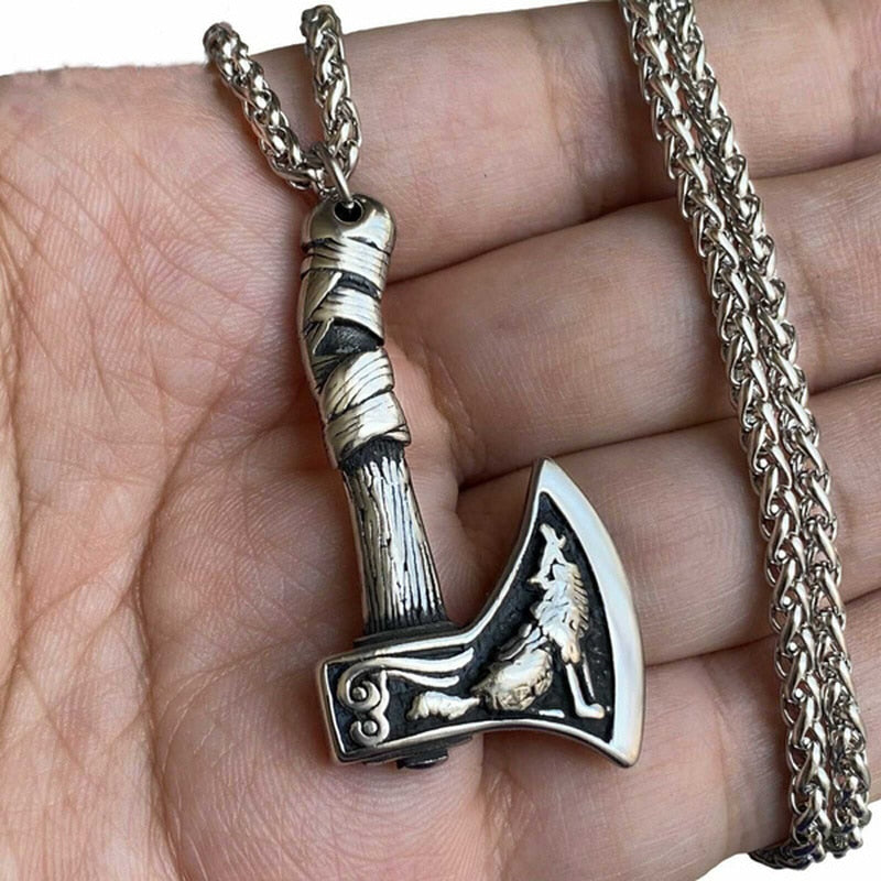 Axe With Wolf Totem Necklace
