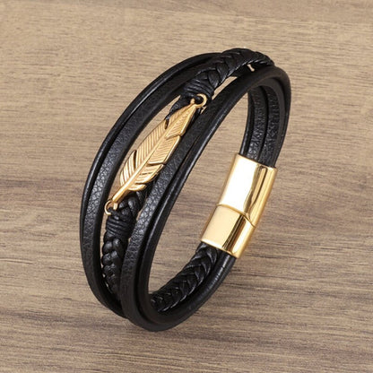 Vegan Leather Braided Bracelet With Charms