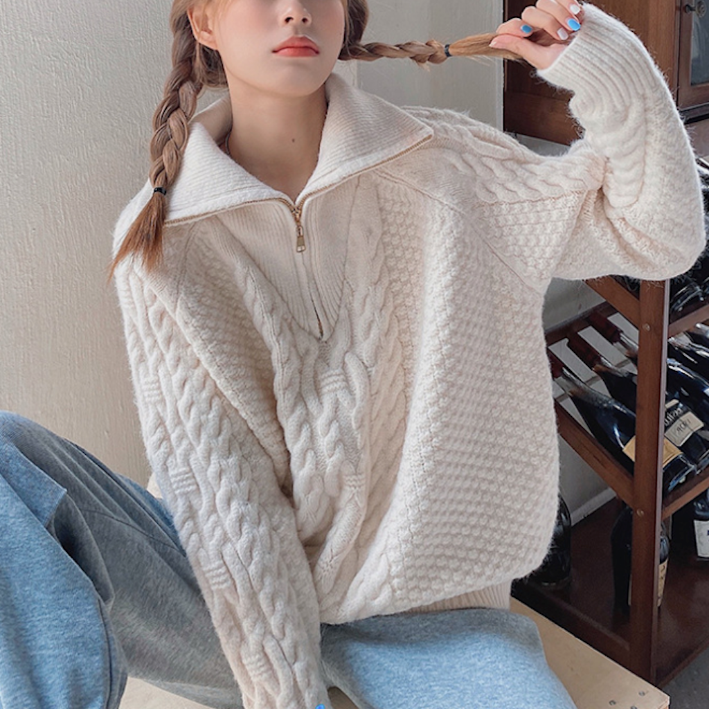 Women Fold Collar Sweater