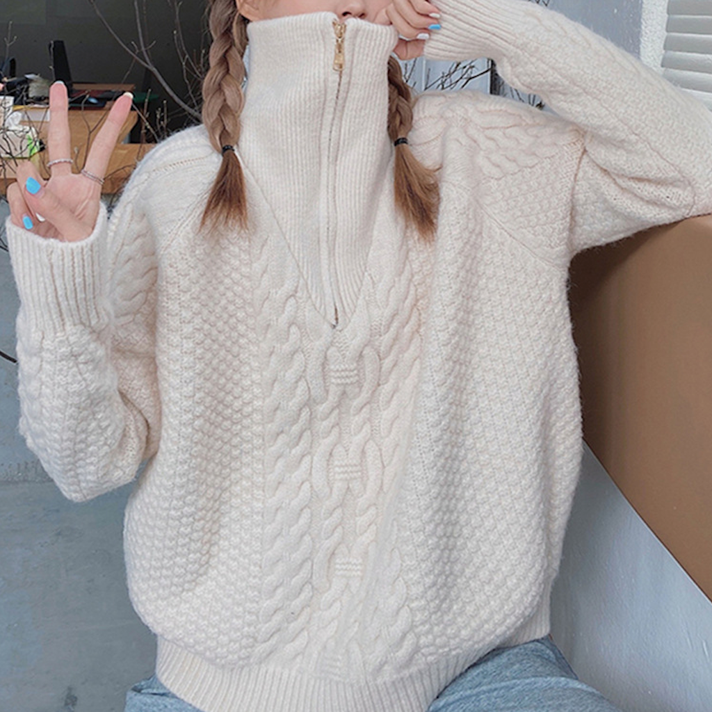 Women Fold Collar Sweater