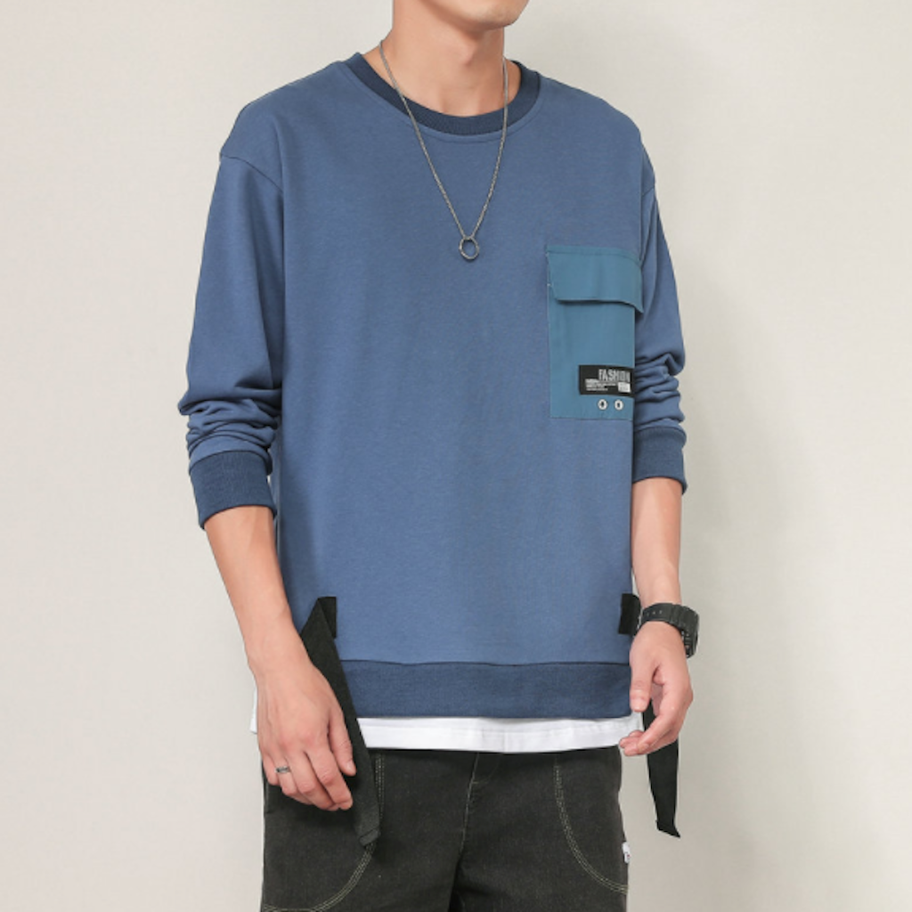 Mens Layered Look Sweatshirt With Print At The Back