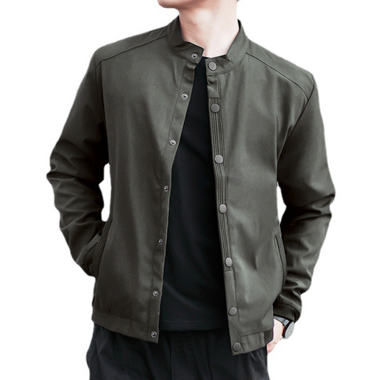Mens Stand Collar Snap Button Jacket