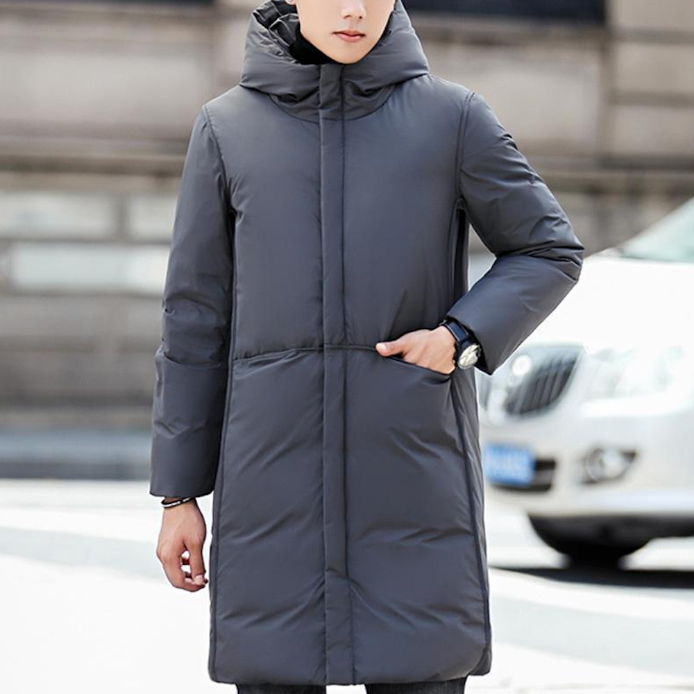 Mens Hooded Mid Length Puffy Coat