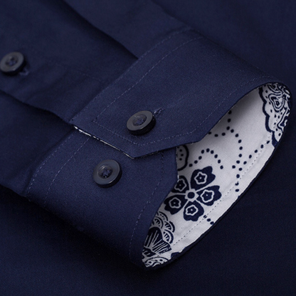Mens Button Down Shirt With Floral Cuff Details