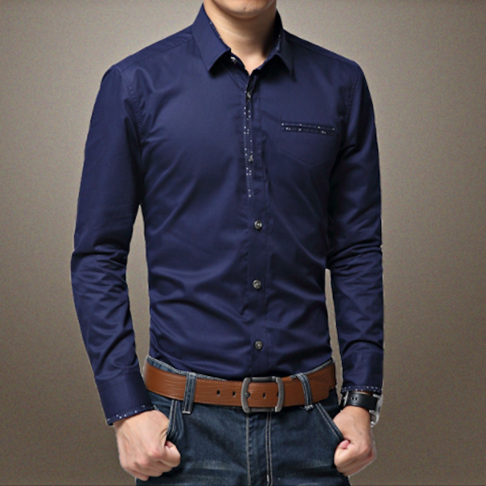 Mens Shirt with Contrasting Pocket and Cuff Details – Amtify