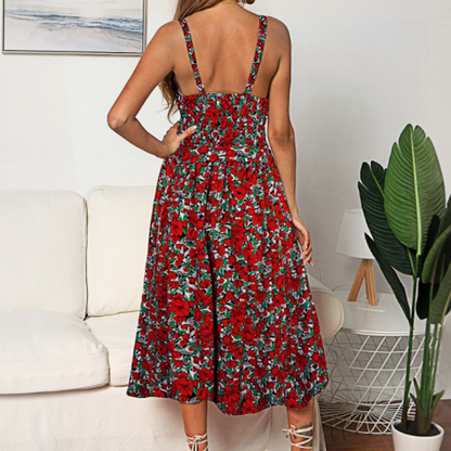Women Ruffle Floral Maxi Dress