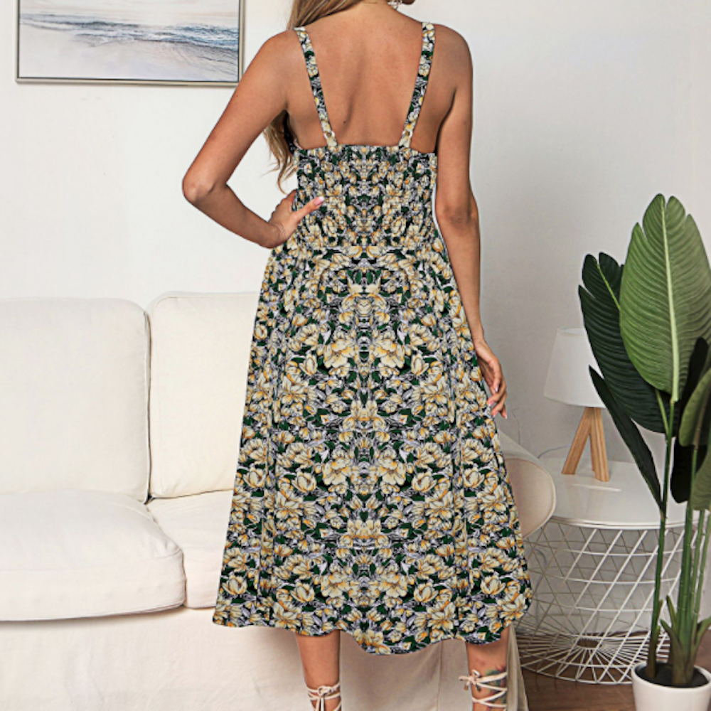 Women Ruffle Floral Maxi Dress