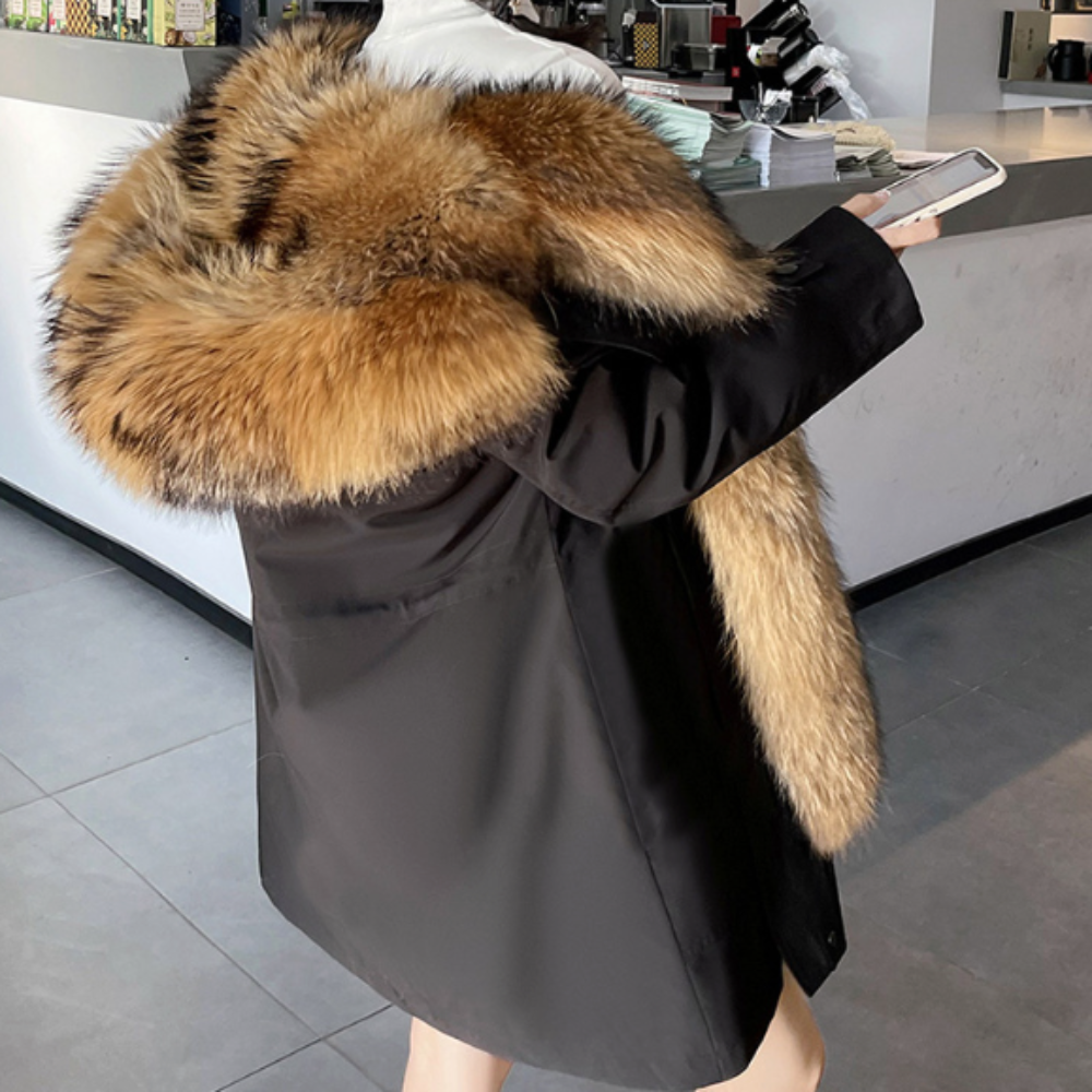 Hooded Winter Coat wth Detachable Faux Fur Lining