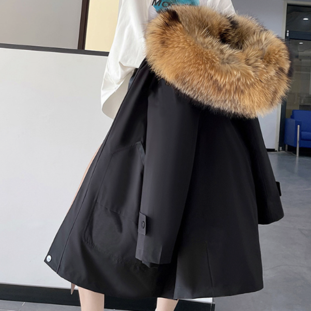 Hooded Winter Coat wth Detachable Faux Fur Lining