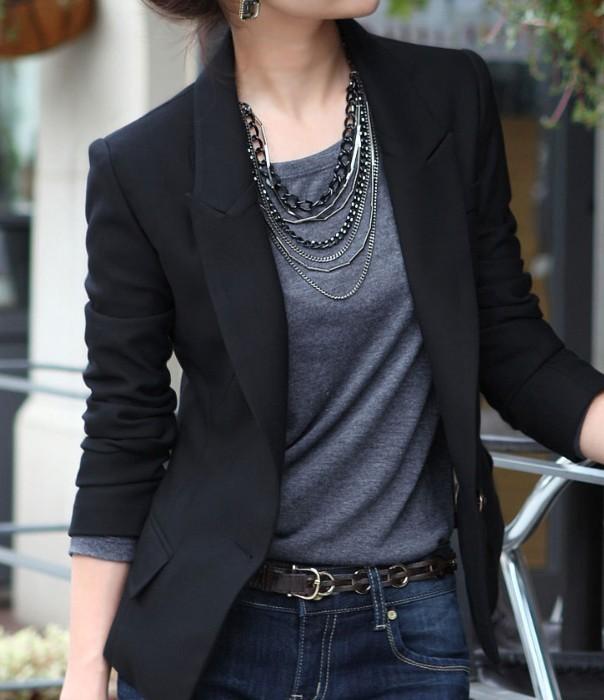 Womens Black Fitted Blazer