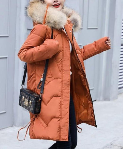 Womens Winter Puffer Coat with Faux Fur Hood