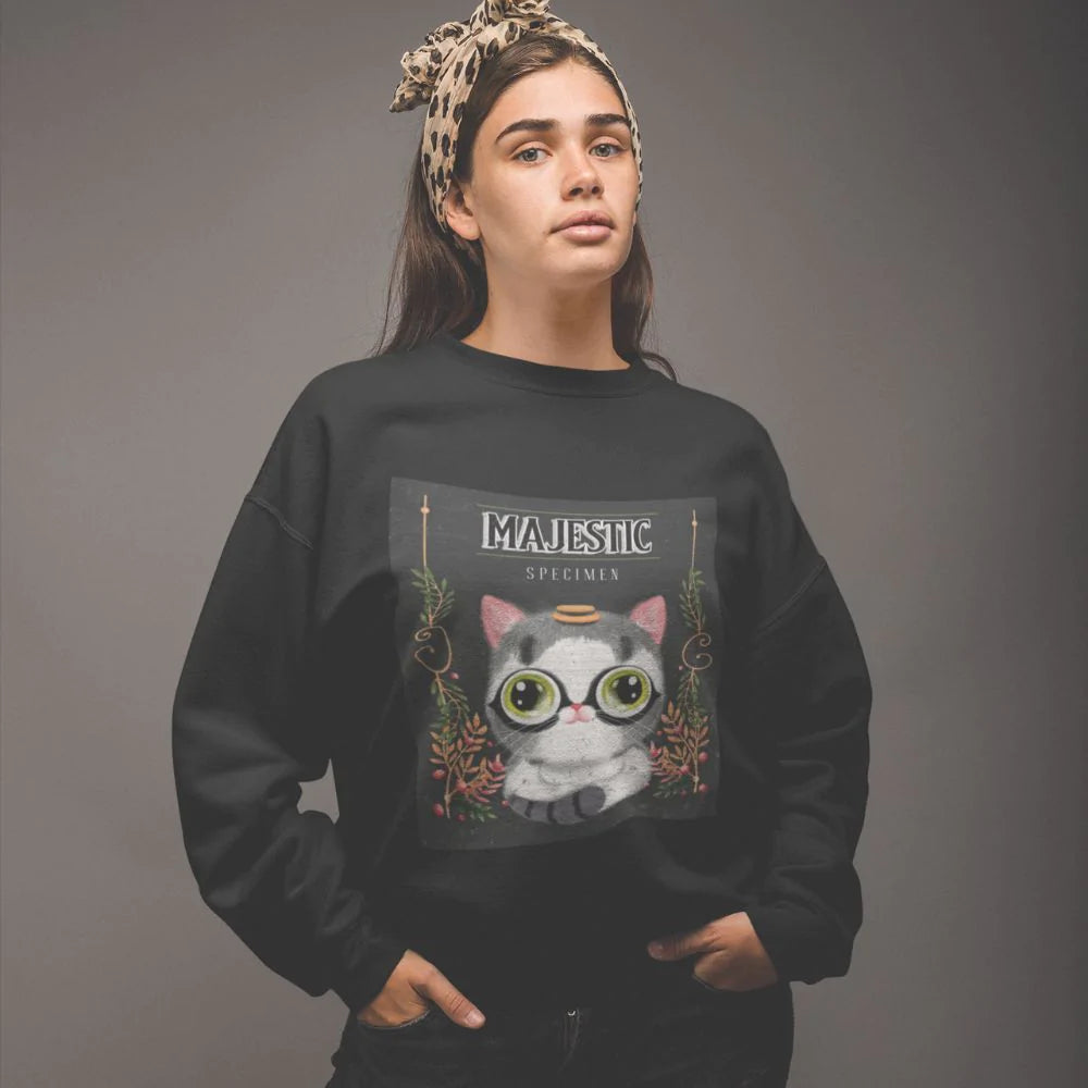 Womens Cat Theme Graphic Sweatshirt