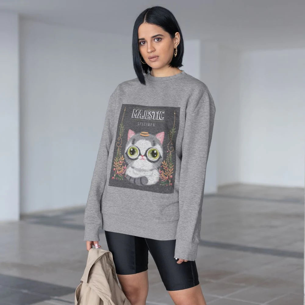 Womens Cat Theme Graphic Sweatshirt