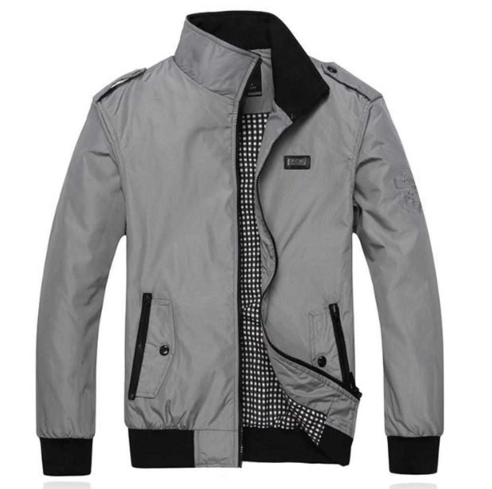 Mens Casual Daily Zipper Stand Collar Jacket - AmtifyDirect