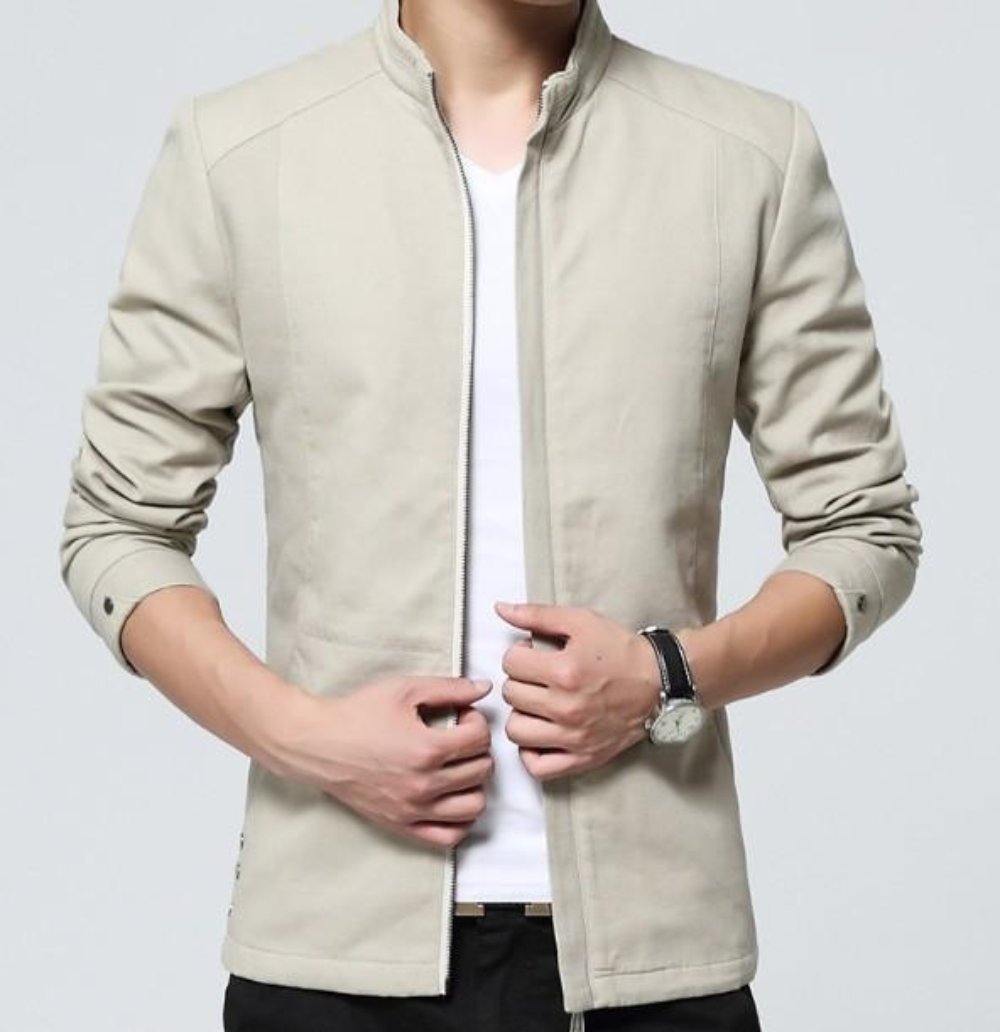 Mens Zip Up Jacket with Stand Up Collar