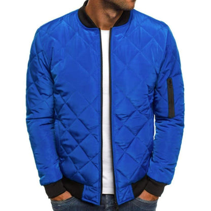 mens blue polyester/cotton blend baseball bomber jacket - AmtifyDirect