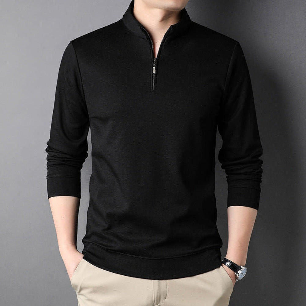 Mens Zip Front Long Sleeve Top