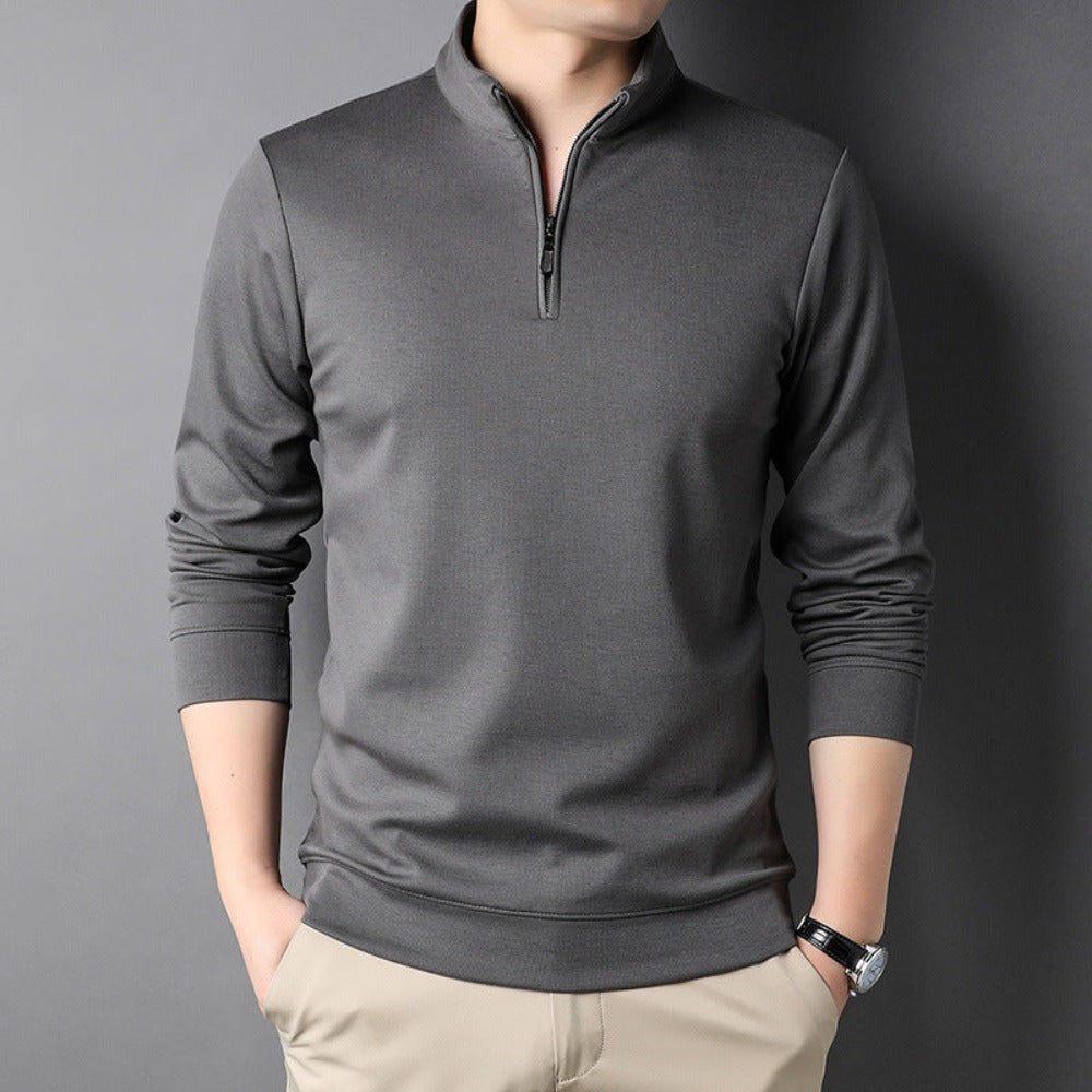 Mens Zip Front Long Sleeve Top