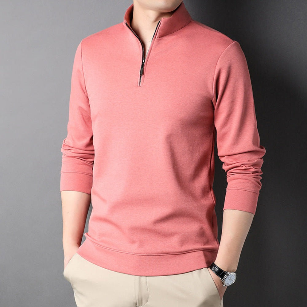 Mens Zip Front Long Sleeve Top