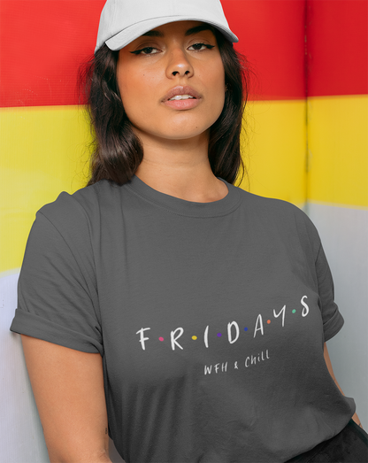 Womens Friday Work From Home & Chill Statement Tee