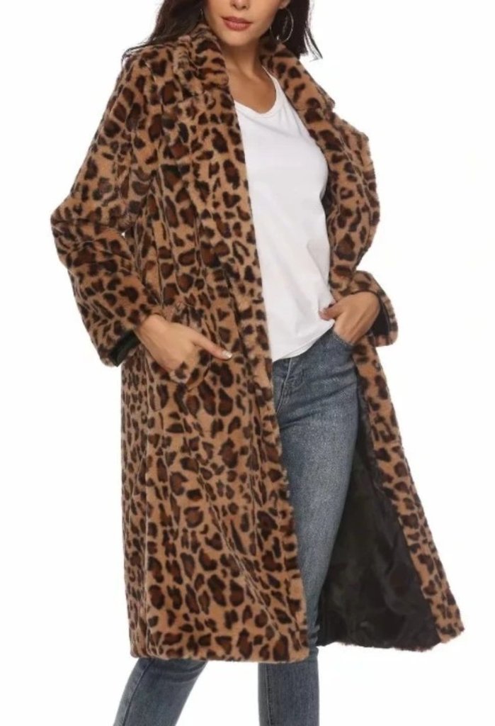 Ladies leopard print on sale coat