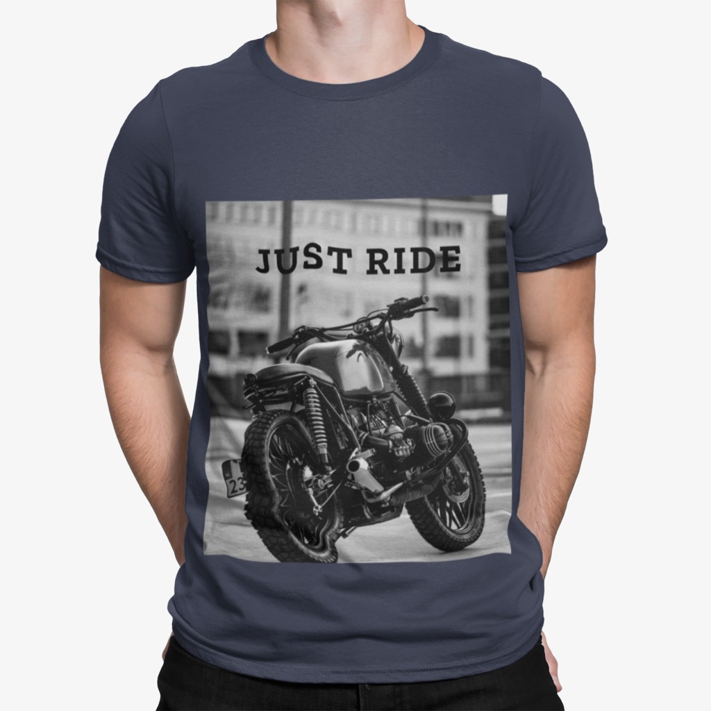 mens gray cotton motorcycle graphic tee shirt - AmtifyDirect
