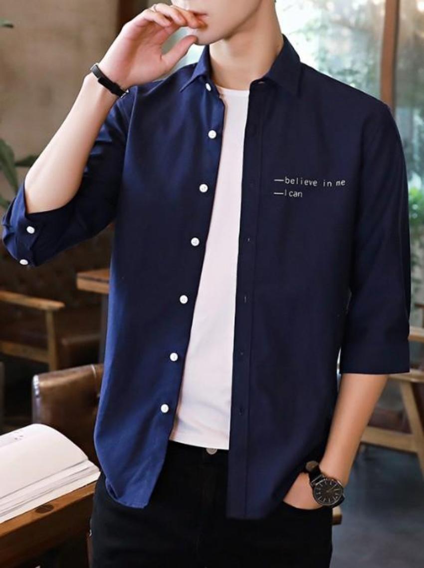 Mens Button Front Shirt with Logo