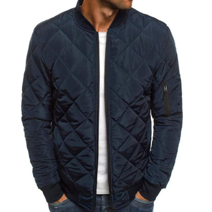 mens navy polyester/cotton blend baseball bomber jacket - AmtifyDirect
