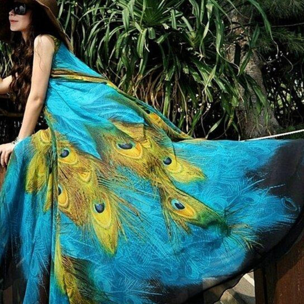 One Piece Long Peacock Sleeveless Dress