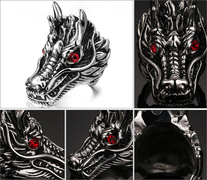 Dragon Head Red Stone Ring