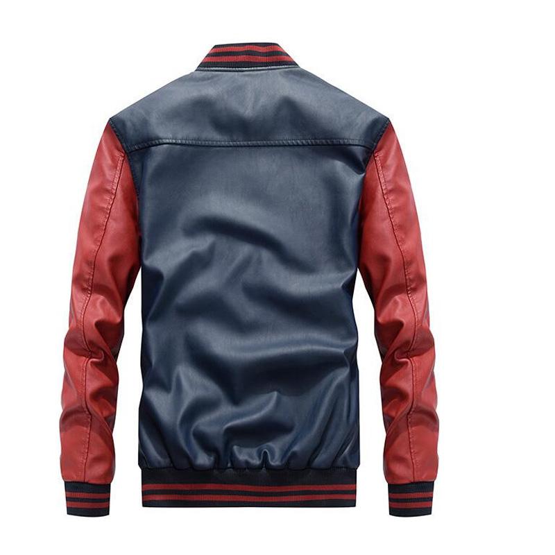 Mens Faux Leather Baseball Jacket - AmtifyDirect