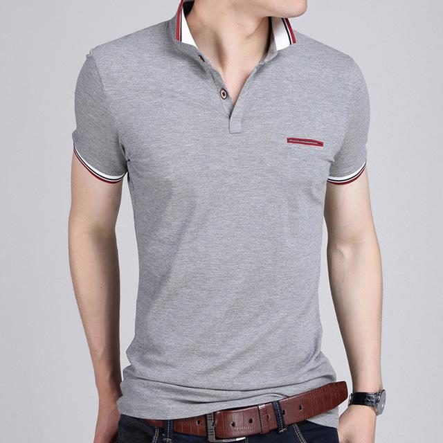 mens gray polyester/cotton blend short sleeve poloshirt - AmtifyDirect