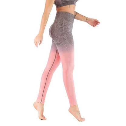 womens purple ombre wide waistband yoga leggings - AmtifyDirect