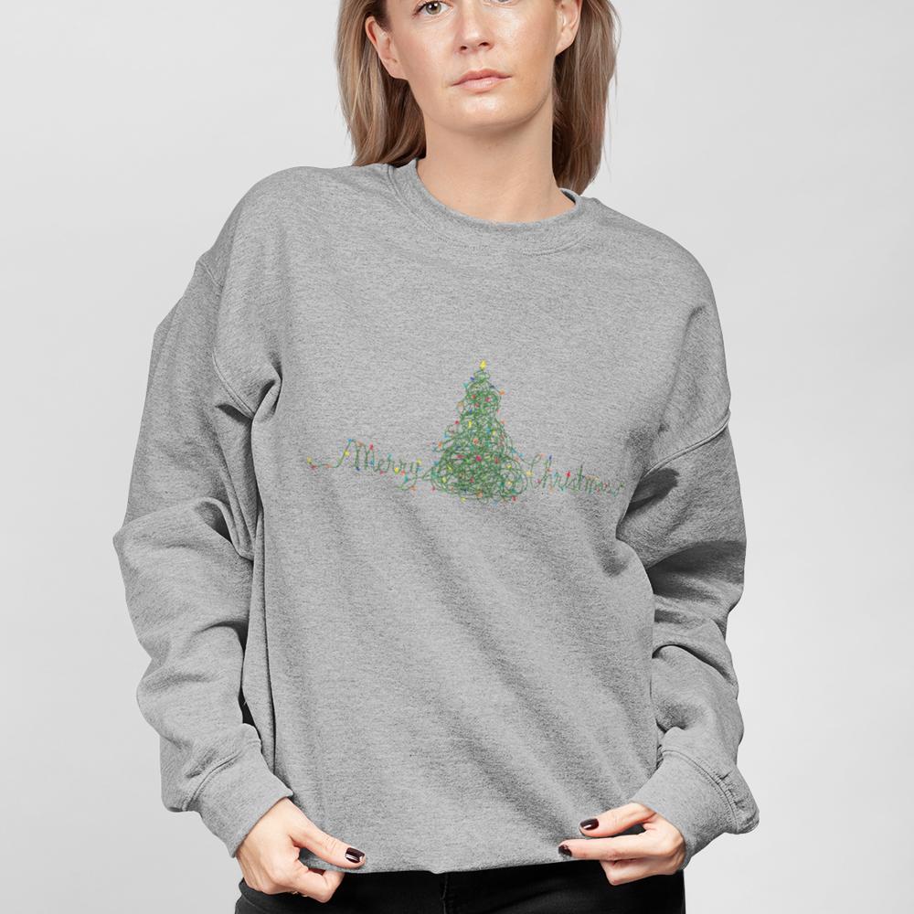 Womens Christmas Lights Tree Sweatshirt