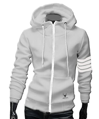 White hoodie with sales black stripes on sleeves