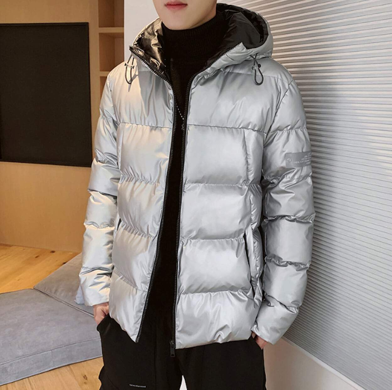 Buy t-base Grey Solid Puffer Jacket for Mens Online India